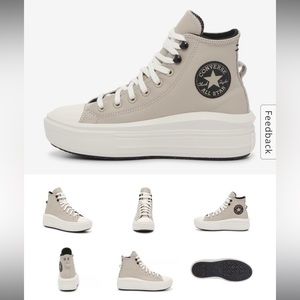 NWOT Converse Platform Chuck Taylor High Top Sneakers in Taupe and White